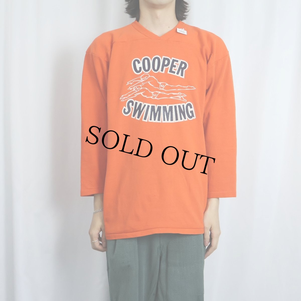 画像3: 70's RUSSELL ATHLETIC USA製 "COOPER SWIMMING" プリントフットボールTシャツ L (3)