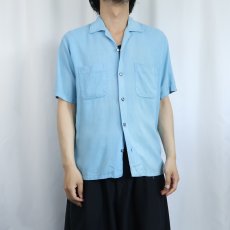 画像2: 70's Da Vinci レーヨン混 オープンカラーシャツ M (2)