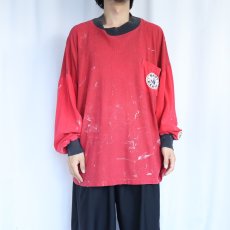 画像2: 90's〜 BODY GLOVE ドット柄切り替え ポケットロンT XL (2)