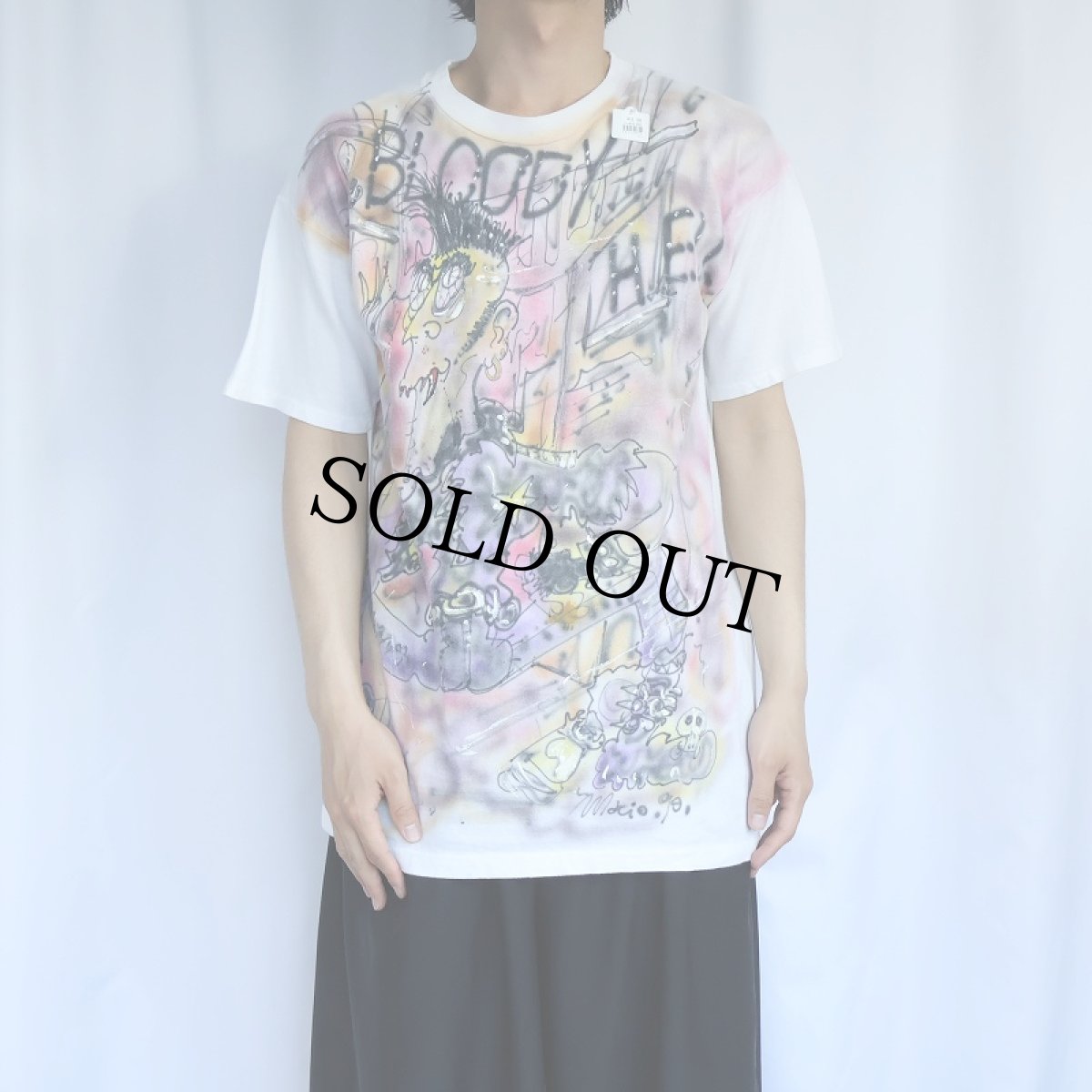 画像2: 90's "BLOODY HELL" ハンドペイントTシャツ XXXL (2)