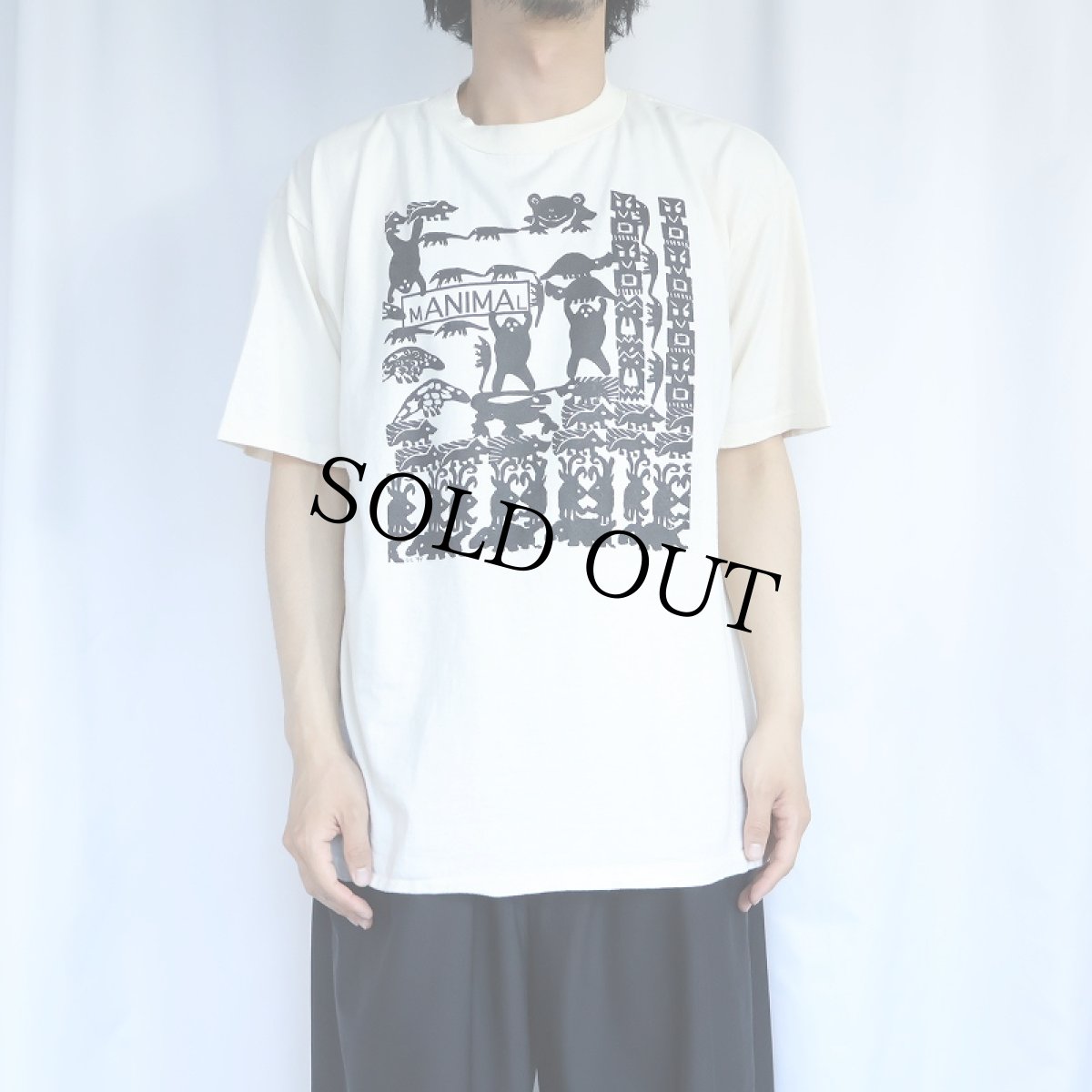 画像2: 90's USA製 "MANIMAL" プリントTシャツ L (2)