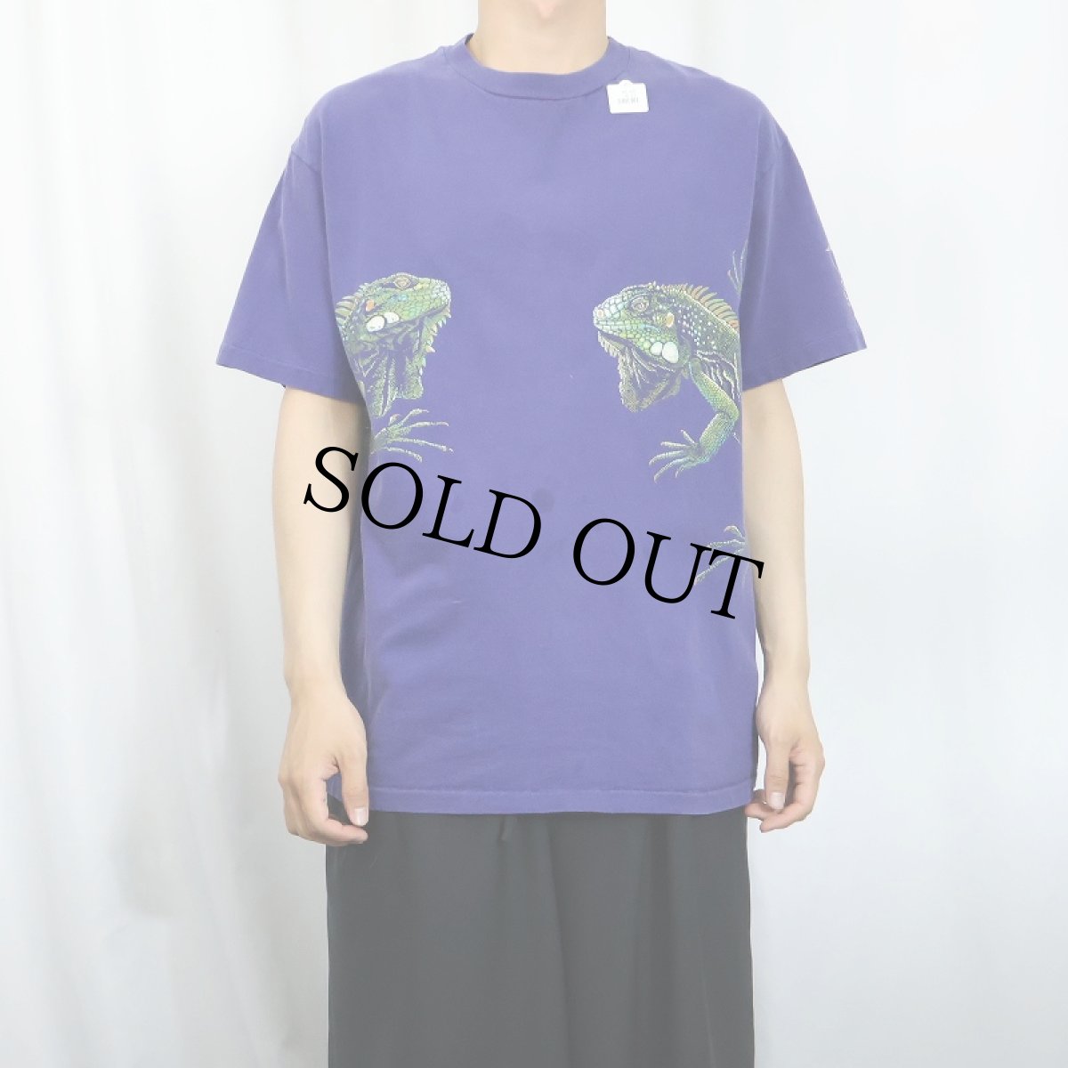 画像3: 90's USA製 イグアナ巻きプリントTシャツ L (3)