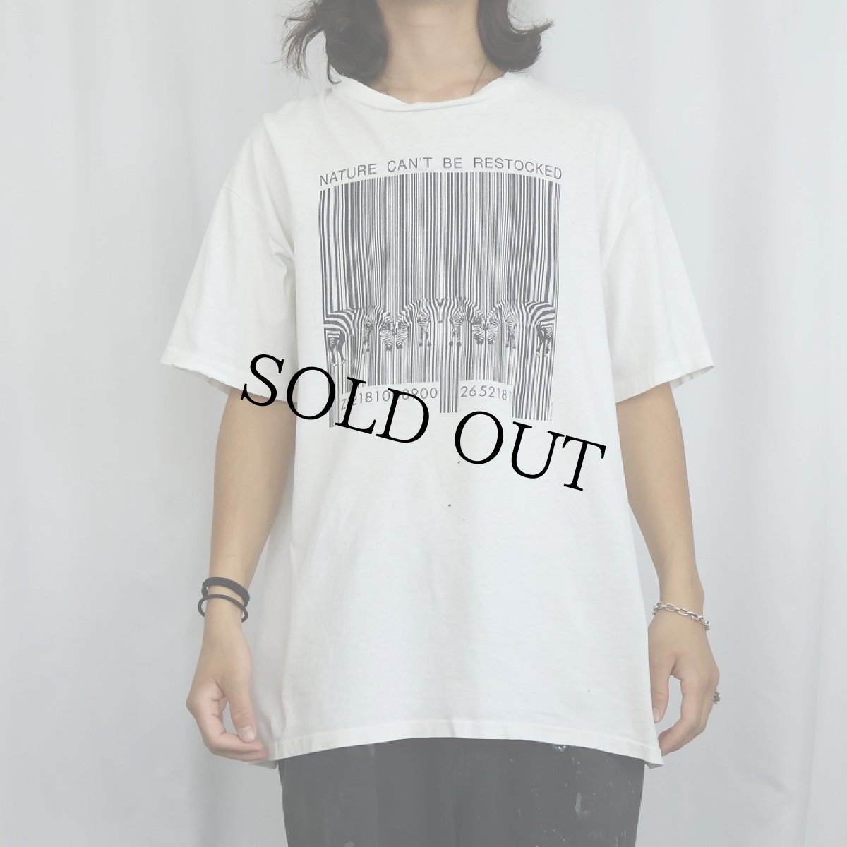 画像2: 90's USA製 "NATURE CAN'T BE RESTOCKED" シマウマプリントTシャツ XL (2)