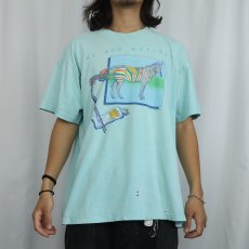 画像3: 90's THE ZOO GALLERY USA製 シマウマ アートプリントTシャツ XL (3)