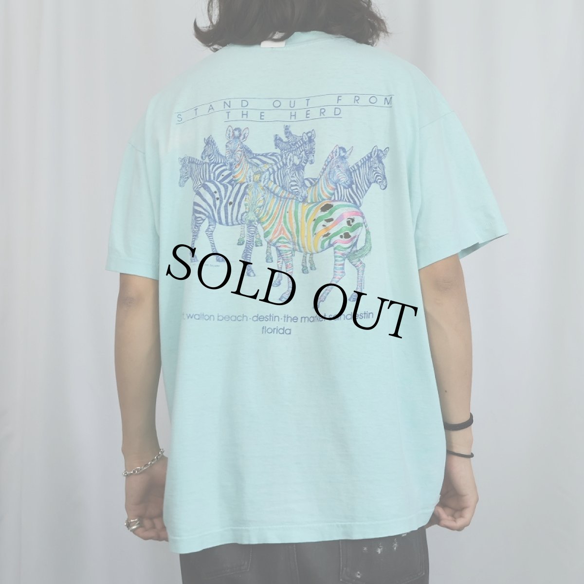 画像4: 90's THE ZOO GALLERY USA製 シマウマ アートプリントTシャツ XL (4)