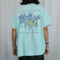 画像4: 90's THE ZOO GALLERY USA製 シマウマ アートプリントTシャツ XL (4)