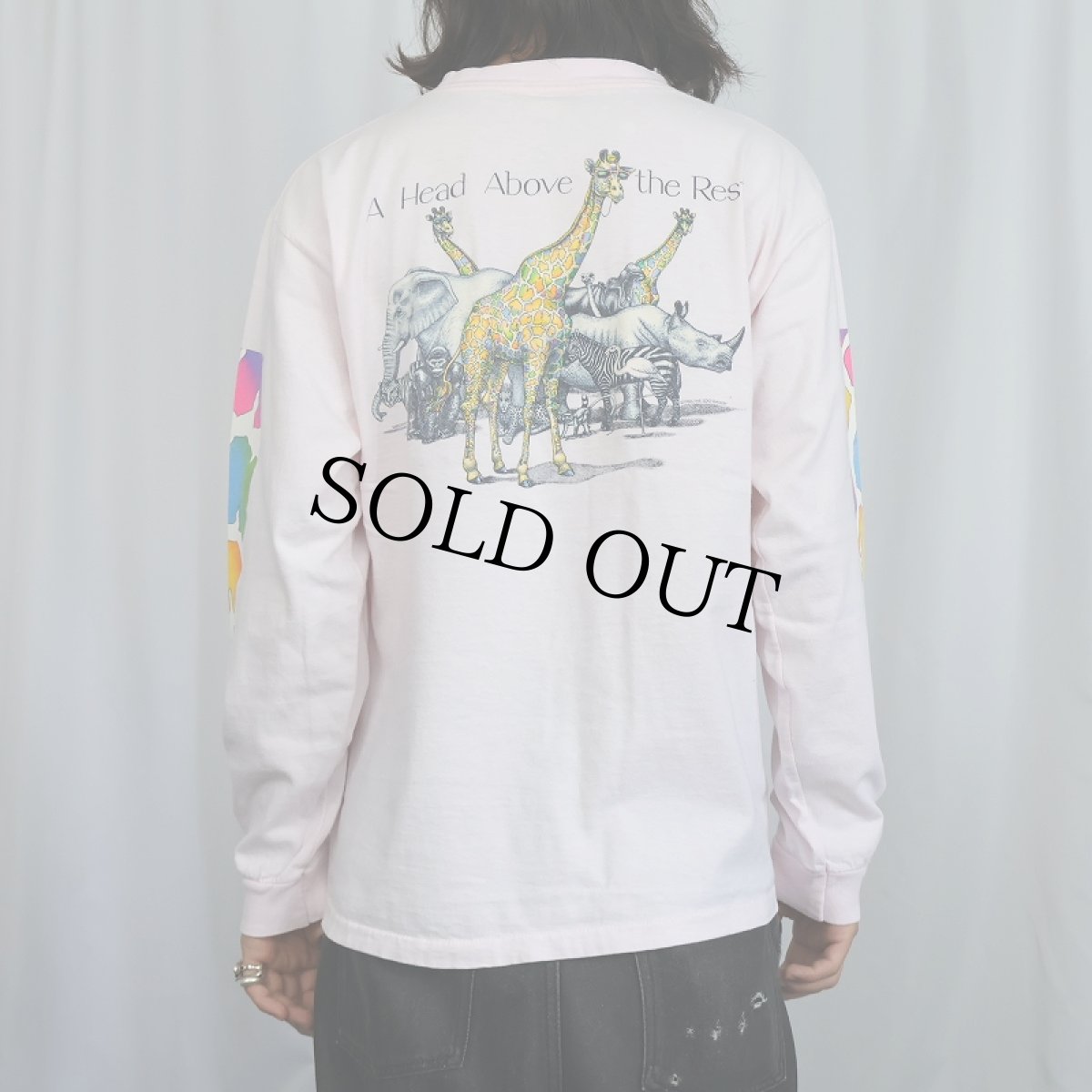 画像4: 90's THE ZOO GALLERY USA製 キリン アートプリントTシャツ (4)