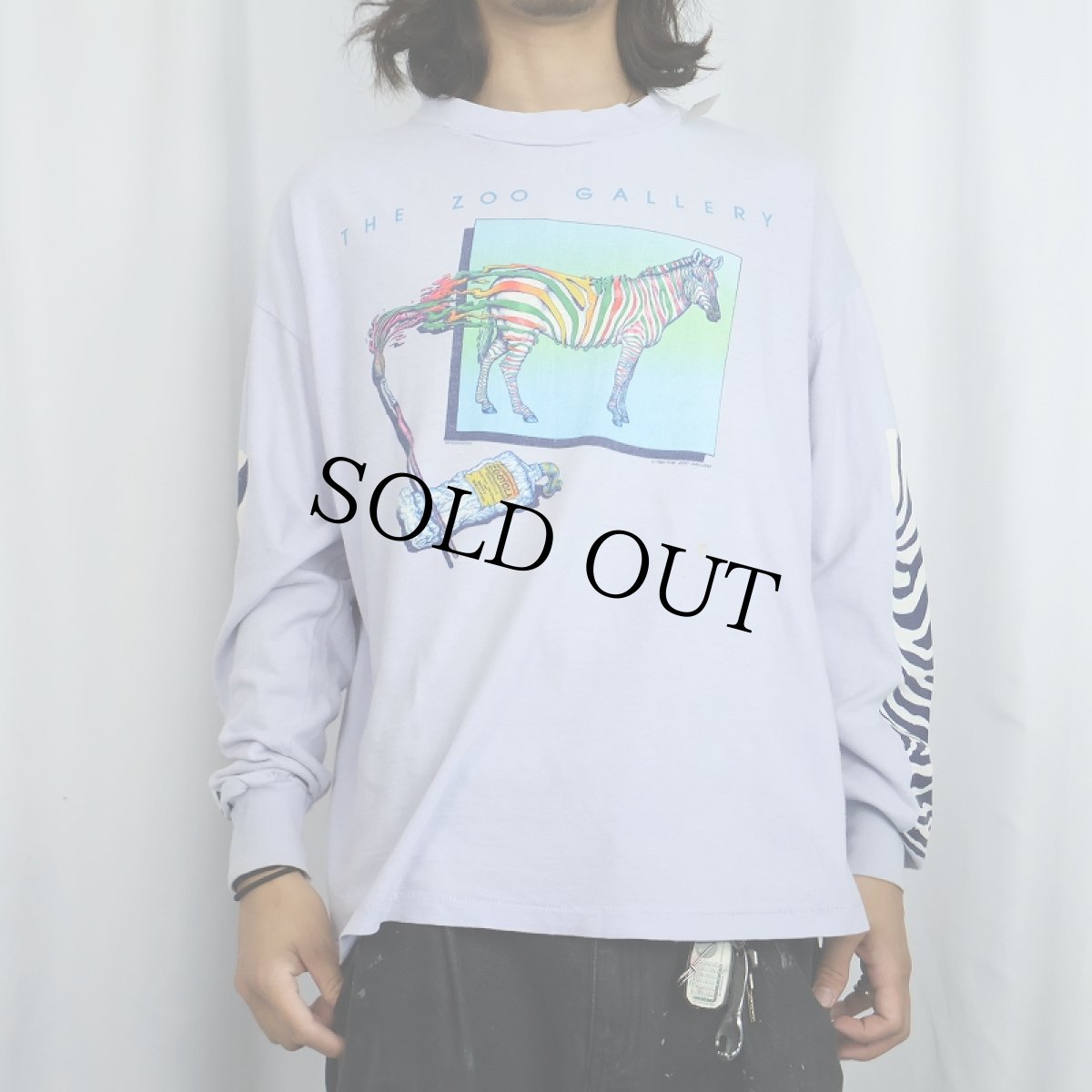 画像3: 80's THE ZOO GALLERY USA製 シマウマ アートプリントTシャツ XL (3)