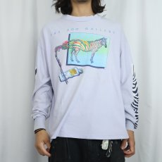 画像3: 80's THE ZOO GALLERY USA製 シマウマ アートプリントTシャツ XL (3)