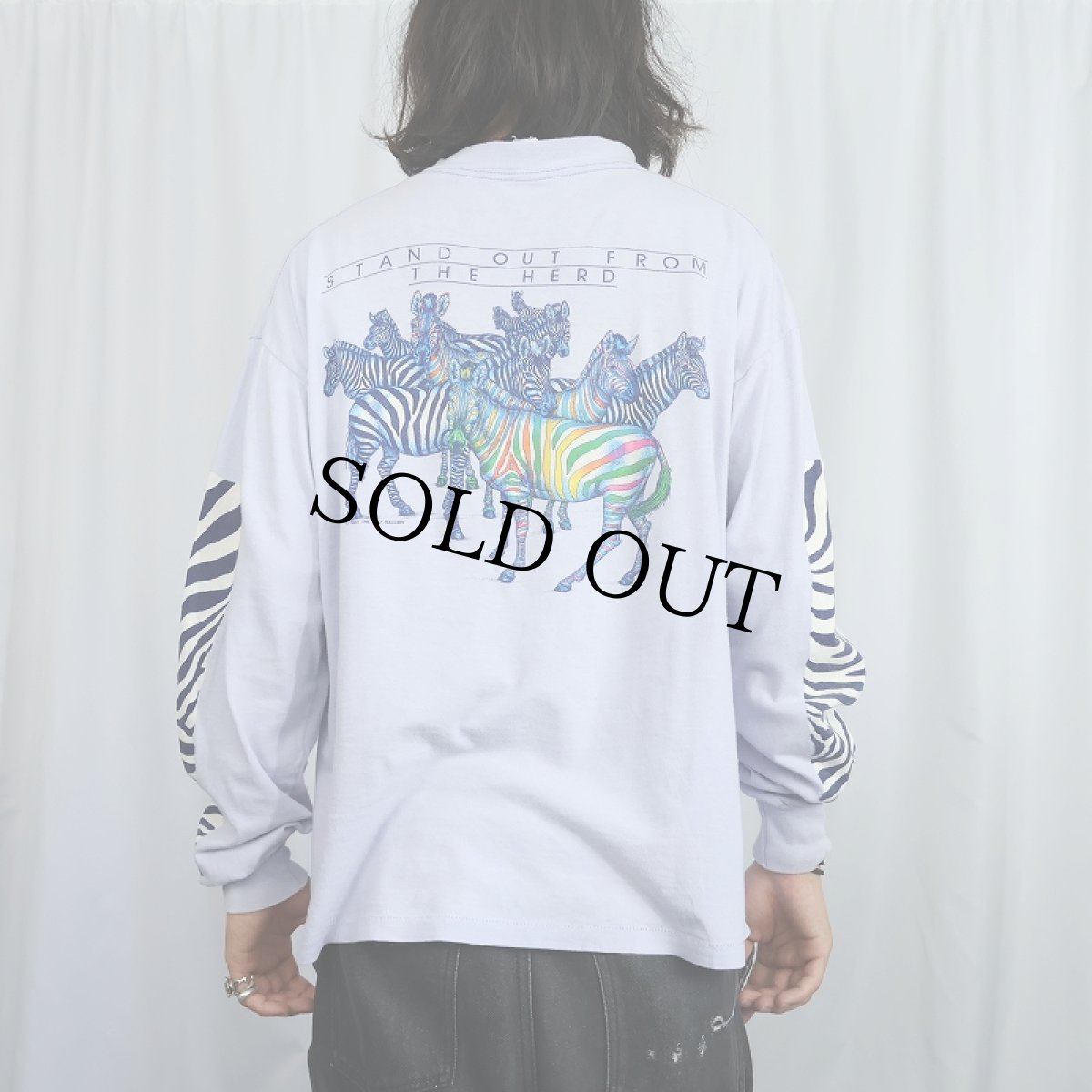 画像4: 80's THE ZOO GALLERY USA製 シマウマ アートプリントTシャツ XL (4)
