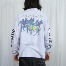 画像4: 80's THE ZOO GALLERY USA製 シマウマ アートプリントTシャツ XL (4)
