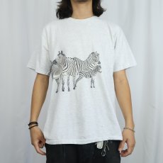 画像3: 90's USA製 シマウマ 巻きプリントTシャツ L (3)