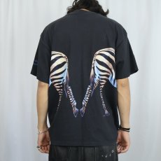 画像4: 90's Henry Vilas Zoo USA製 シマウマ 巻きプリントTシャツ BLACK L (4)