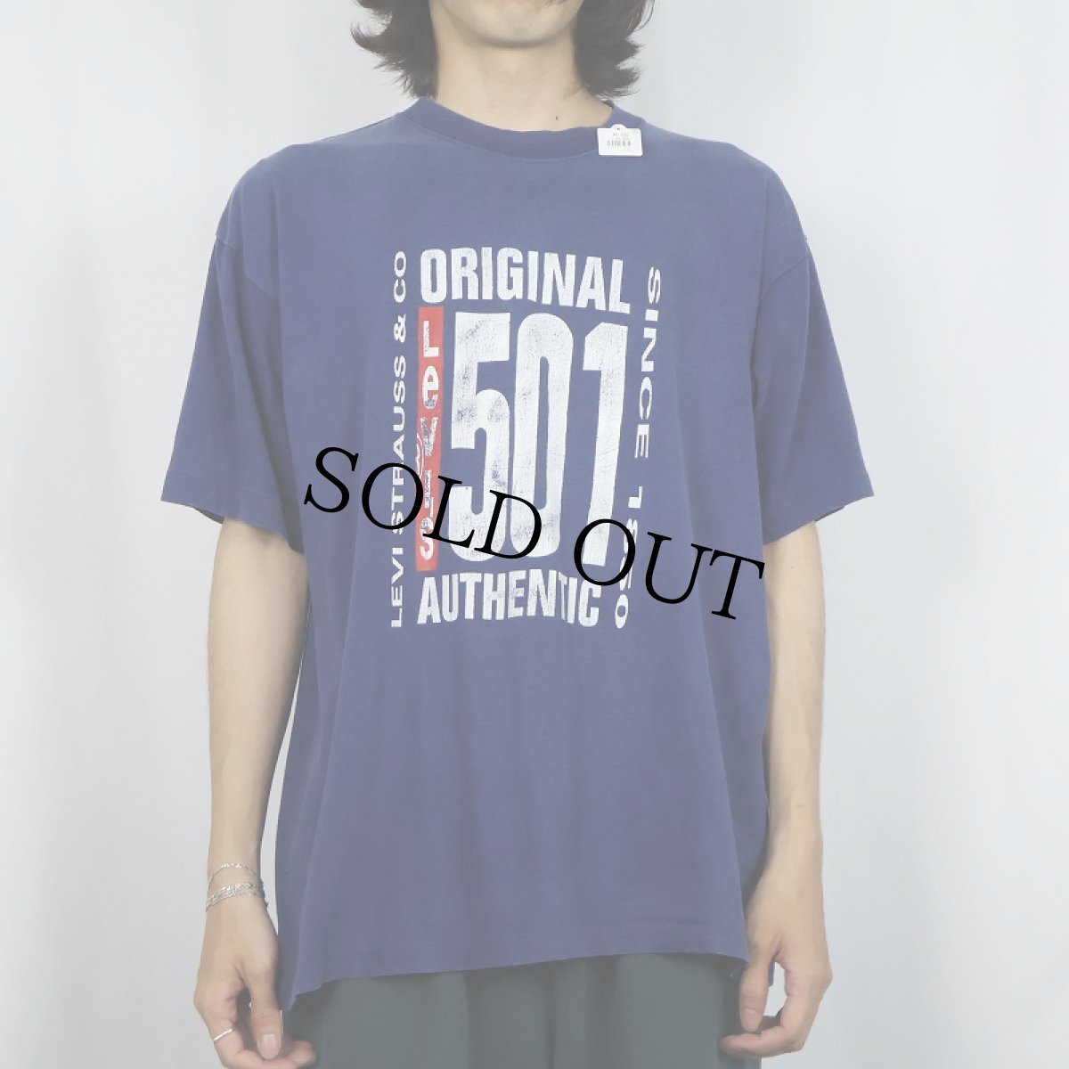 画像2: 90's Levi's "501" プリントTシャツ NAVY (2)