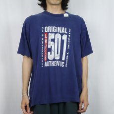 画像2: 90's Levi's "501" プリントTシャツ NAVY (2)