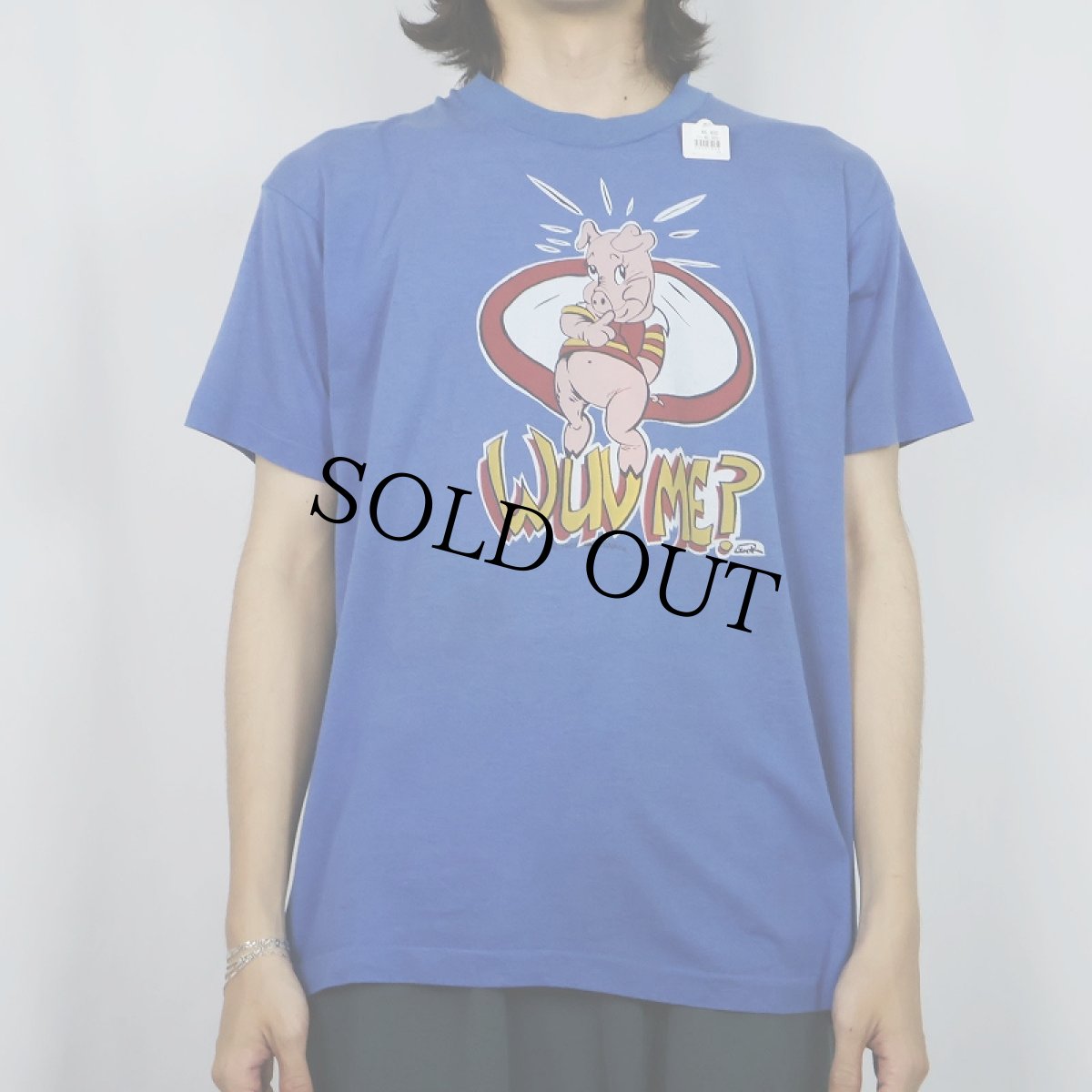 画像2: 80's USA製 "Wuv Me?" ブタプリントTシャツ XL (2)