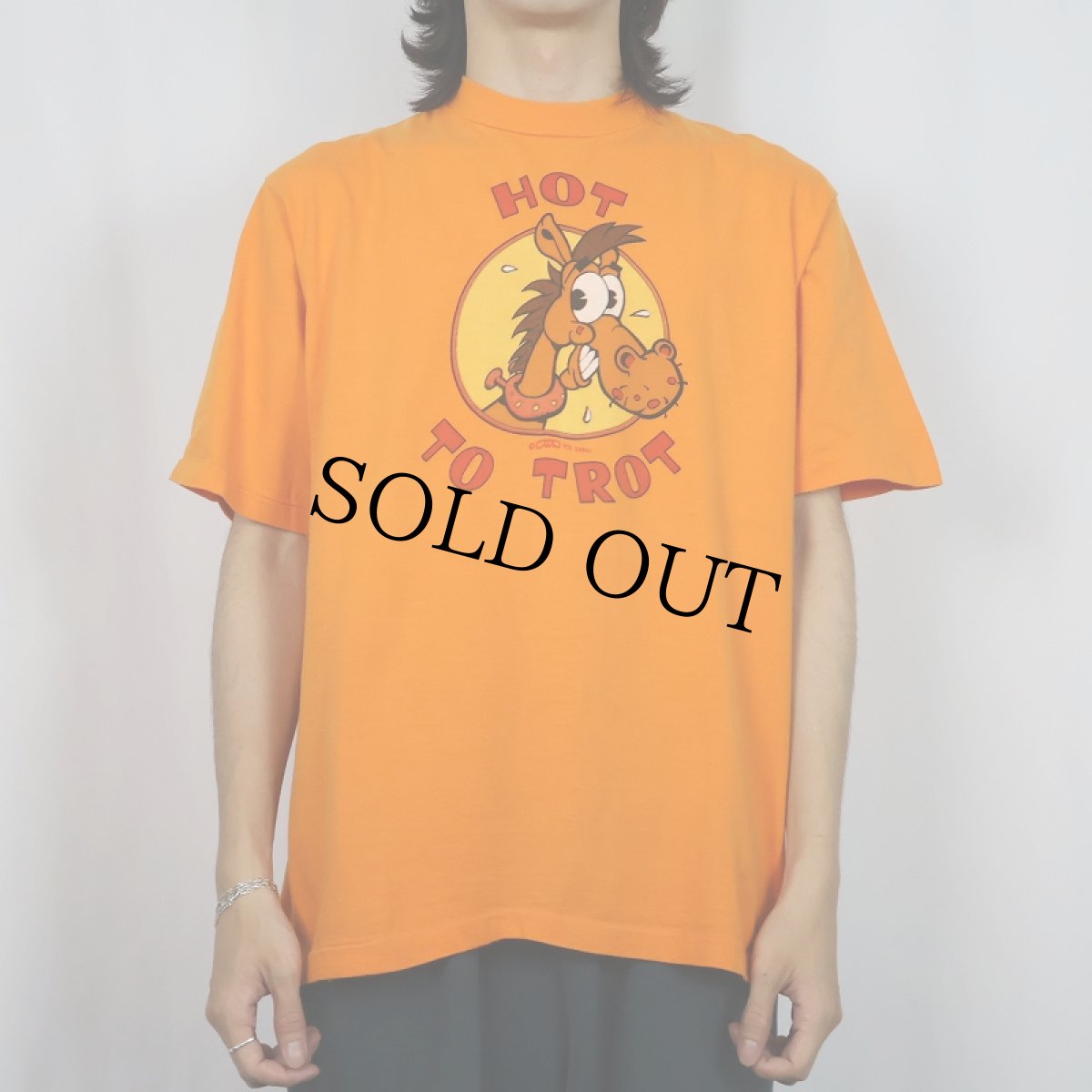 画像2: 70's USA製 "HOT TO TROT" 馬イラストプリントTシャツ XL (2)