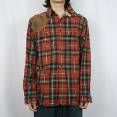 画像2: POLO Ralph Lauren チェック柄 ガンパッチ付き コットンシャツ L (2)