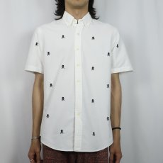 画像2: Ralph Lauren "SLIM FIT" 3点留め スカル刺繍 コットンボタンダウンシャツ M (2)