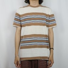 画像2: 80's campus USA製 マルチボーダー柄 Tシャツ L (2)