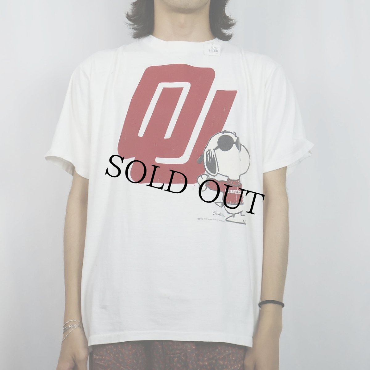 画像2: 90's SNOOPY USA製 "OU" キャラクタープリントTシャツ L (2)