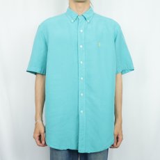 画像2: Ralph Lauren "CLASSIC FIT" リネン×シルクボタンダウンシャツ L (2)