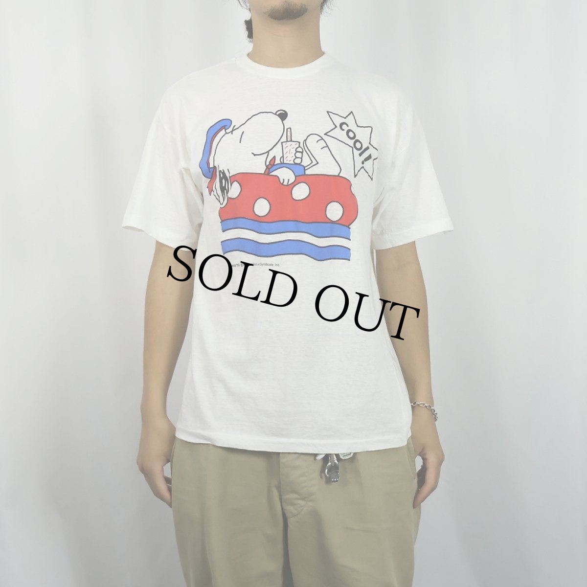 画像2: 70's SNOOPY "cool!" キャラクタープリントTシャツ M (2)