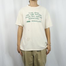 画像3: 90's FRANK'S MOTORCYCLE USA製 "I eat, sleep, ride,talk..." メッセージプリントTシャツ L (3)