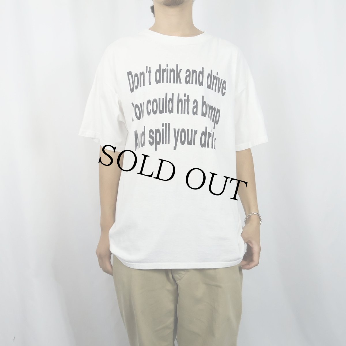 画像2: 90's USA製 "Don't drink and drive..." メッセージプリントTシャツ (2)