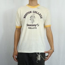 画像3: 70's USA製 "BOSTON COLLEGE" プリントリンガーTシャツ L (3)