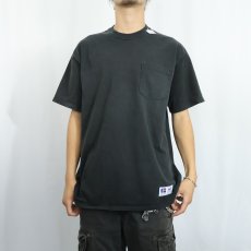 画像2: 90's RUSSELL ATHLETIC USA製 無地ポケットTシャツ BLACK L (2)