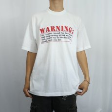 画像2: 90's USA製 "WARNING" プリントTシャツ XL (2)