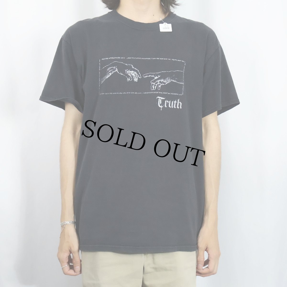 画像2: Michelangelo アダムの創造 "Truth" アートプリントTシャツ BLACK L (2)