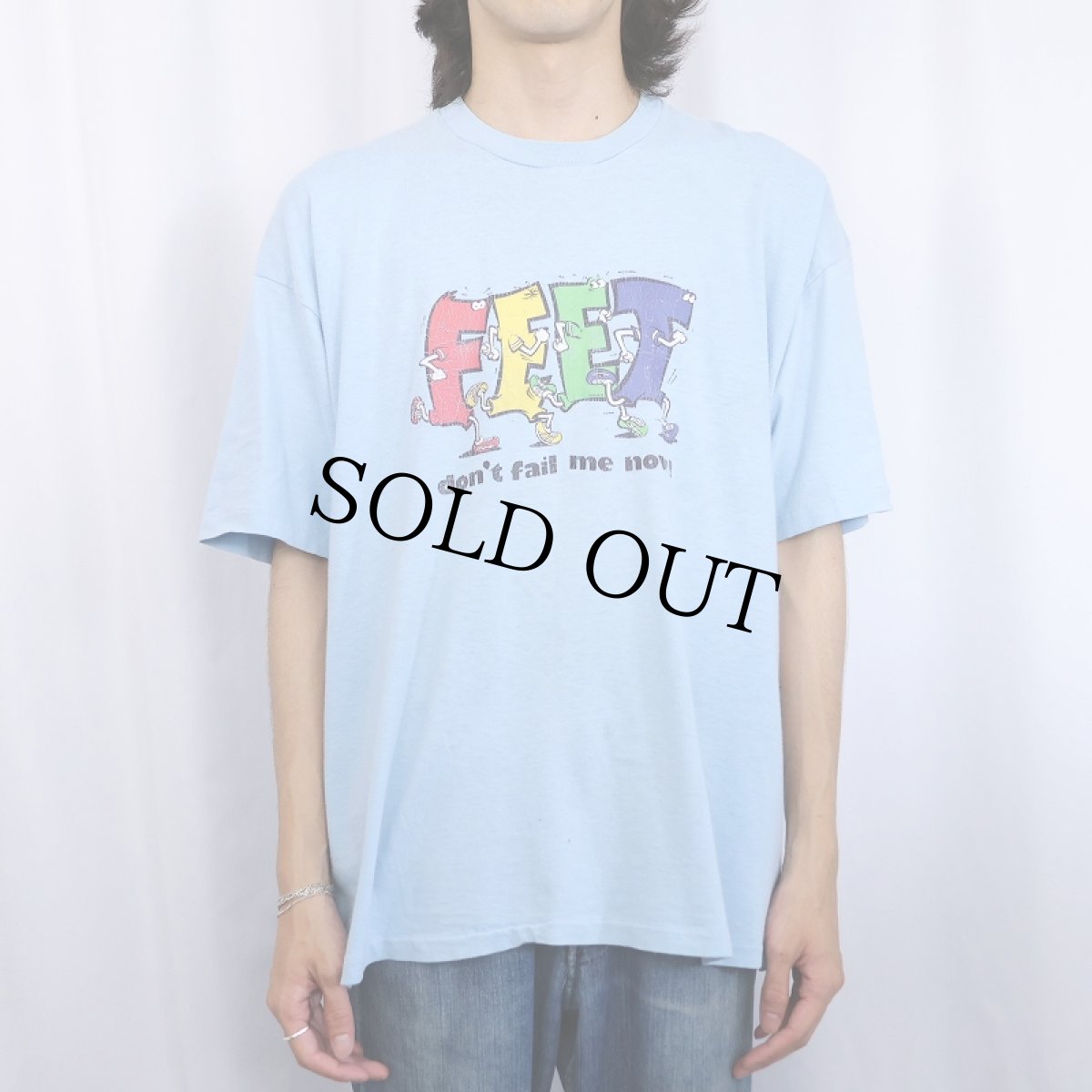 画像2: 70's USA製 "FEET don't fail me now!" プリントTシャツ XXL (2)
