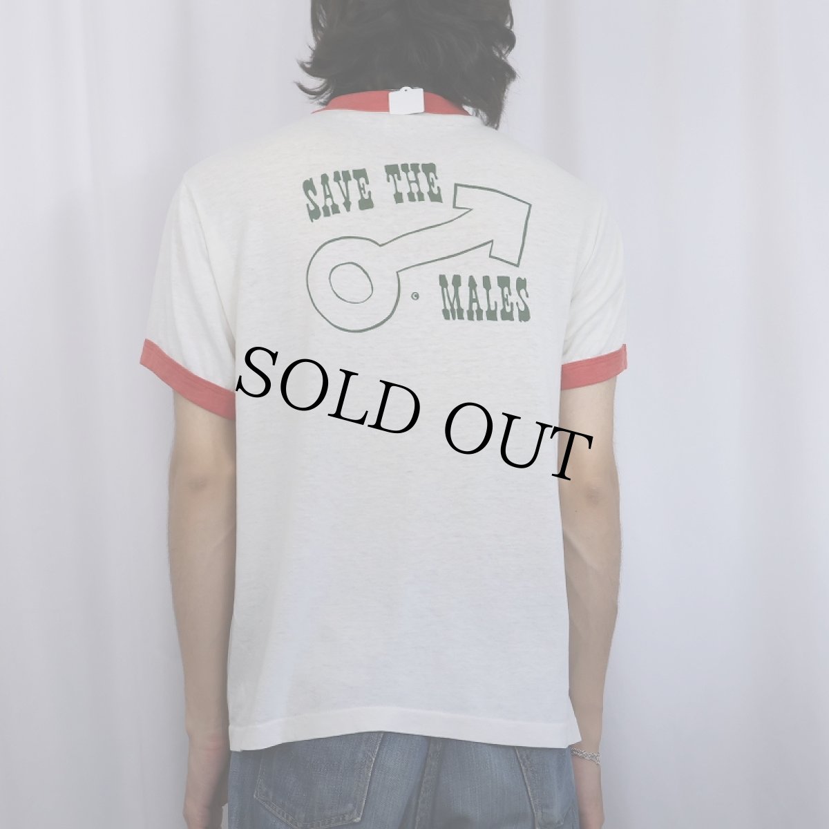画像3: 80's USA製 "MEN'S CRISIS CENTER" プリントリンガーTシャツ L (3)