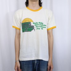 画像2: 70's Champion バータグ USA製 "Wall Wall Union-Bulletin..." イベントプリントリンガーTシャツ L (2)