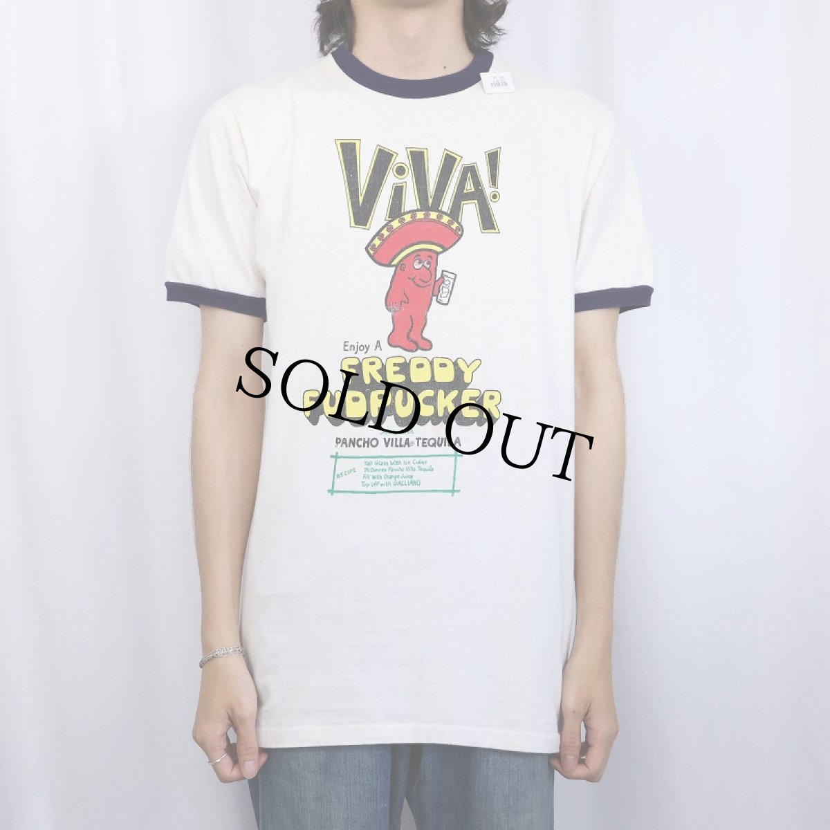 画像2: 70's "ViVA! FREDDY FUDPUCKER" キャラクター プリントリンガーTシャツ (2)