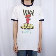 画像2: 70's "ViVA! FREDDY FUDPUCKER" キャラクター プリントリンガーTシャツ  (2)