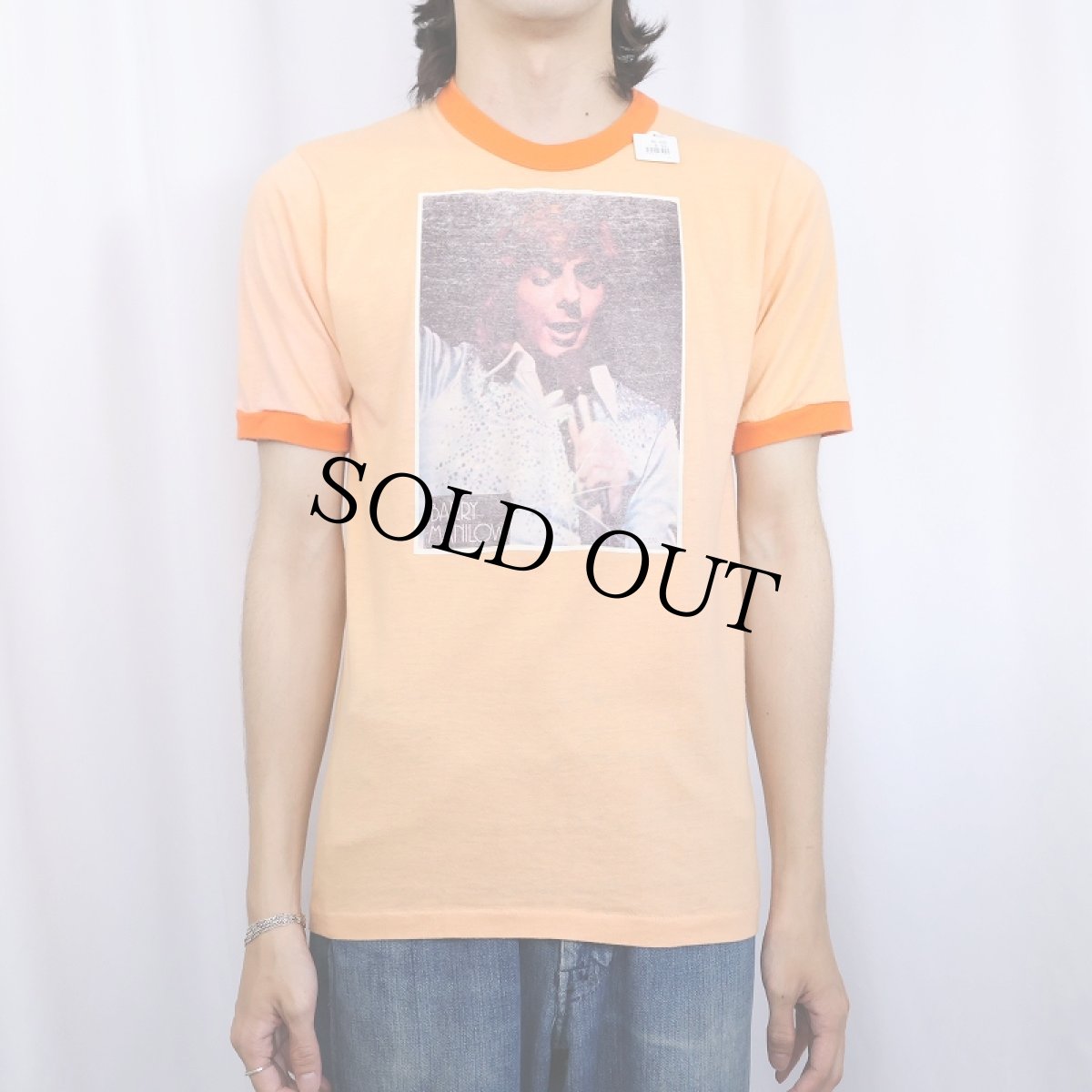 画像2: 70's BARRY MANILOW ミュージシャン プリントリンガーTシャツ L (2)