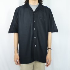 画像2: 80〜90's LE MONDE ラメ糸 レーヨン×ルレックス オープンカラーシャツ M (2)