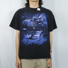 画像2: LIQUID BLUE ドラゴンプリントTシャツ BLACK L (2)