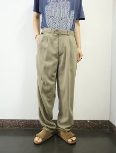 画像2: PERRY ELLIS ストライプ柄織り 2タック レーヨン×ポリエステルスラックス W31 (2)