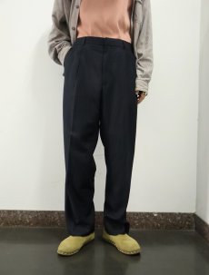 画像2: GIORGIO ARMANI ピンストライプ柄 2タック ウール×ポリエステルスラックス NAVY W34 (2)