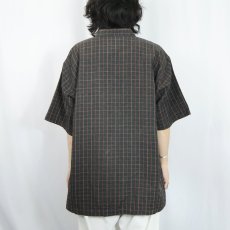 画像3: 格子柄 リネンチャイナシャツ XL (3)