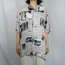 画像2: NO BOUNDARIES 総柄 レーヨンオープンカラーシャツ XL (2)
