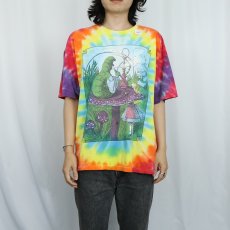 画像3: 90's Alice in Wonderland タイダイ イラストプリントTシャツ XL (3)