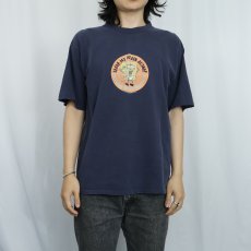画像2: 2000's SPONGEBOB "LEAVE MY BRAIN ALONE!" キャラクタープリントTシャツ NAVY L (2)