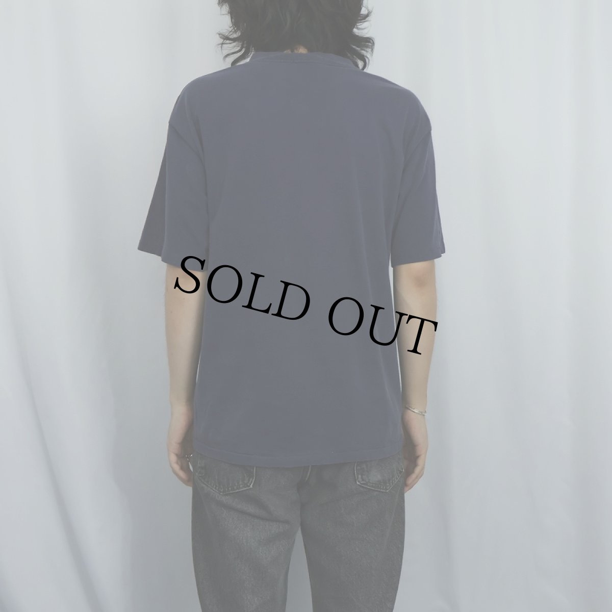 画像3: 2000's SPONGEBOB "LEAVE MY BRAIN ALONE!" キャラクタープリントTシャツ NAVY L (3)