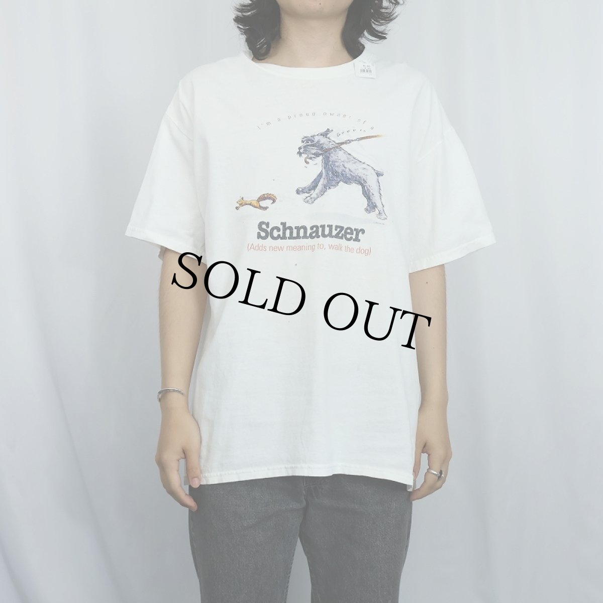 画像2: 2000's "Schnauzer" 犬プリントTシャツ L (2)