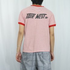 画像4: 70〜80's USA製 "TOUR WEST INC" ボーダー柄 ラバープリントリンガーTシャツ L (4)